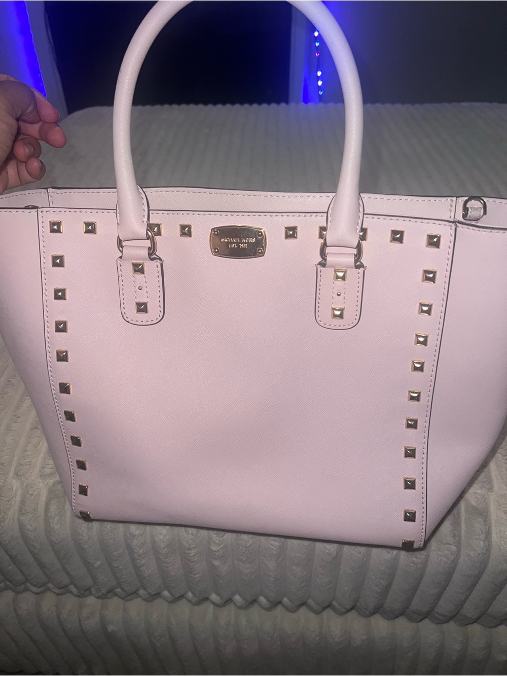 Michael Kors Light Pink Studded Saffiano Tote